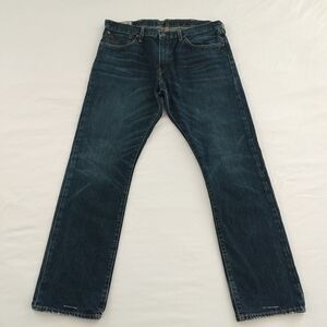 Polo Ralph Lauren Men's Dark Blue Jeans 36x32 100% Cotton Hampton Straight Leg